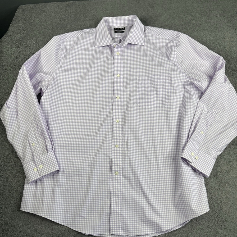 Lauren Ralph Lauren Shirt Mens 2XL 18 Purple Check Button Up Preppy Casual
